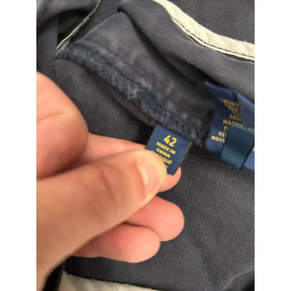Polo Ralph Lauren Shorts Mens 42 Navy‎ 100% Cotton Denim Chino Casual Flat Front